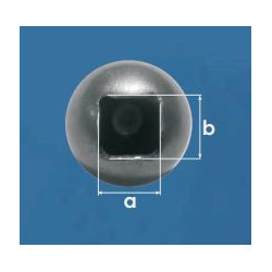 Guľa dutá ø 30mm, otvor 13x13mm, hrúbka steny 1mm Guľa dutá ø 30mm, otvor 13x13mm, hrúbka steny 1mm